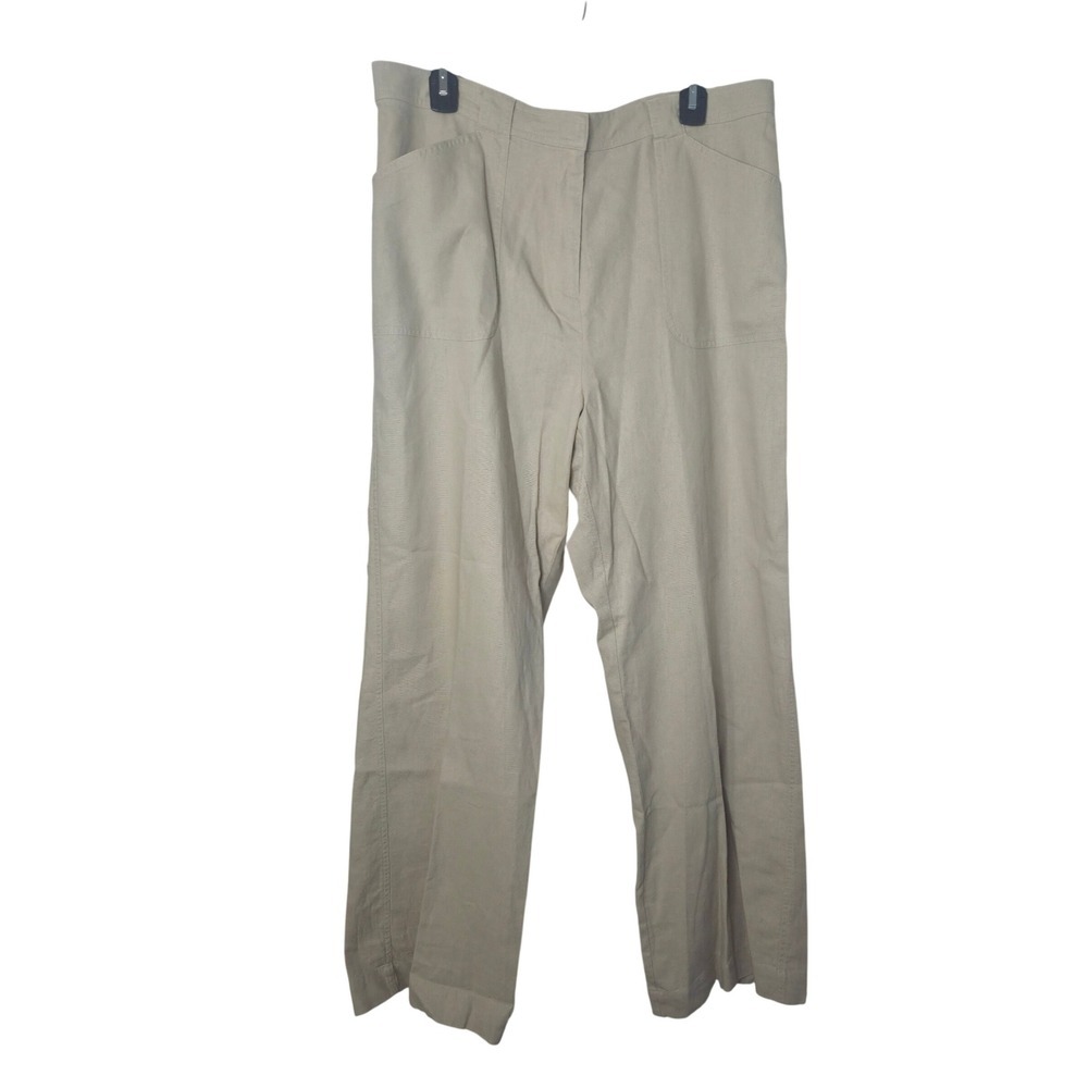 Pendleton Classic Womens 14W Linen Blend Straight Leg Pants Oatmeal Beige NWT
